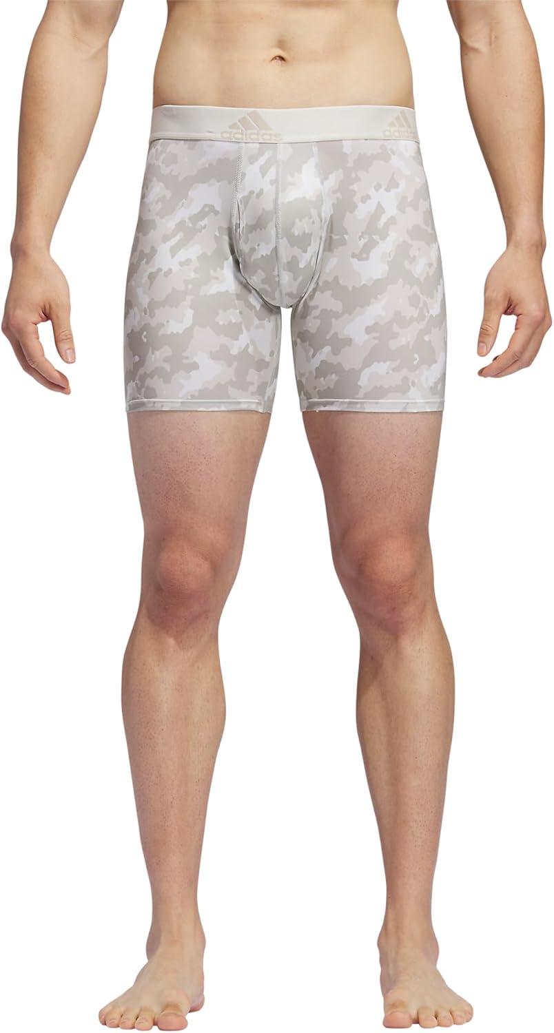 imageadidas mens Performance Boxer Brief Underwear 1packElements Camo Putty Greyaluminaoff WhiteOff WhitePutty Grey