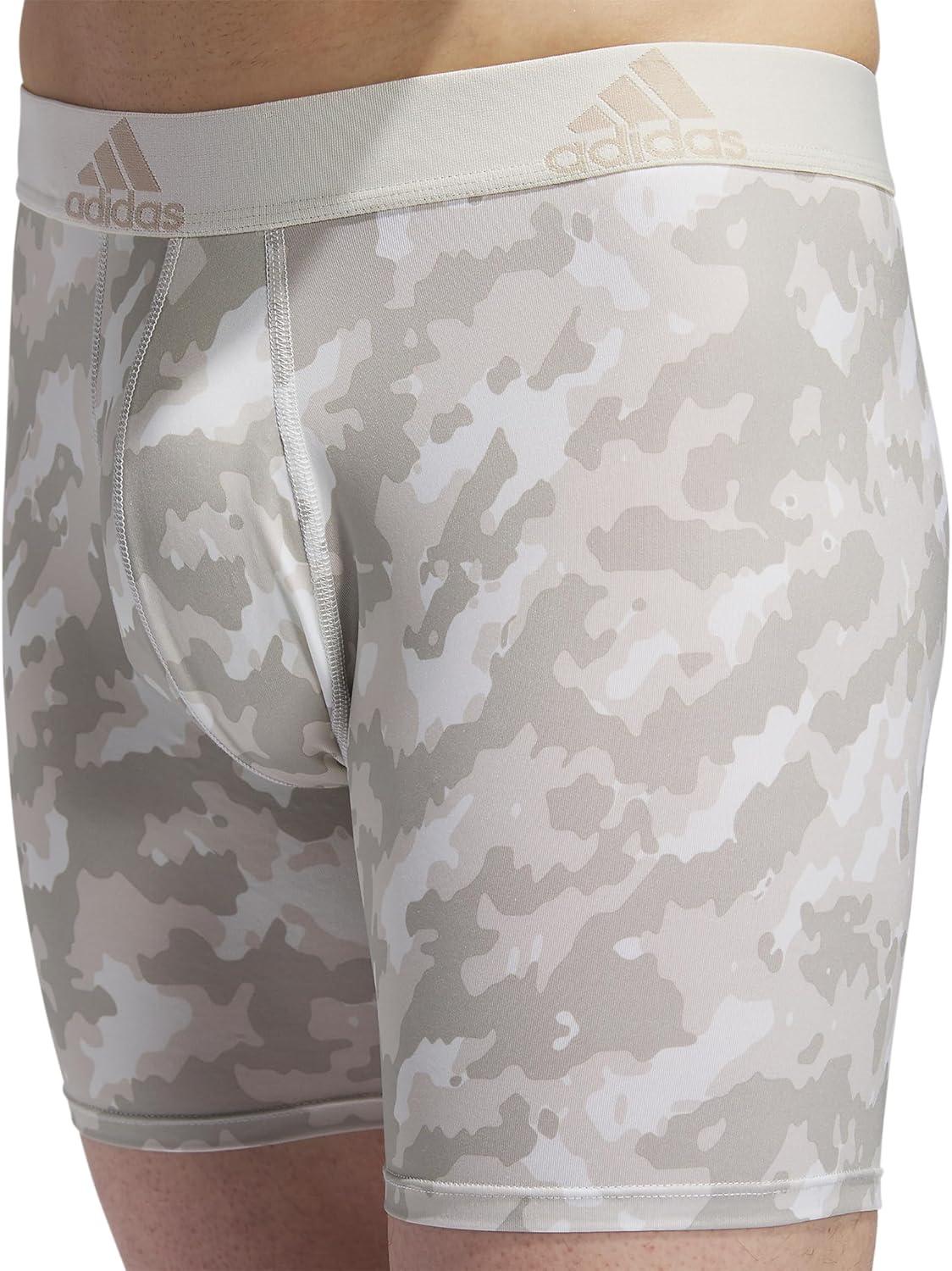 imageadidas mens Performance Boxer Brief Underwear 1packElements Camo Putty Greyaluminaoff WhiteOff WhitePutty Grey