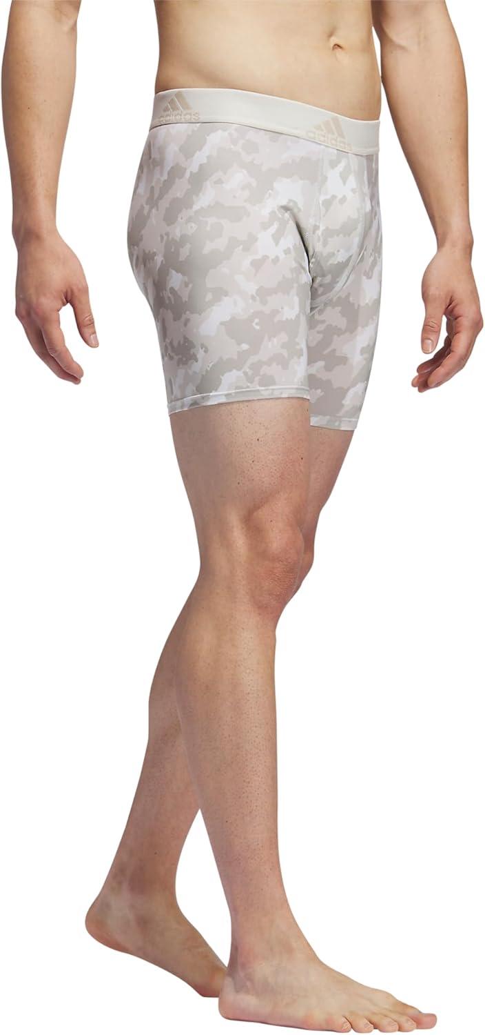 imageadidas mens Performance Boxer Brief Underwear 1packElements Camo Putty Greyaluminaoff WhiteOff WhitePutty Grey