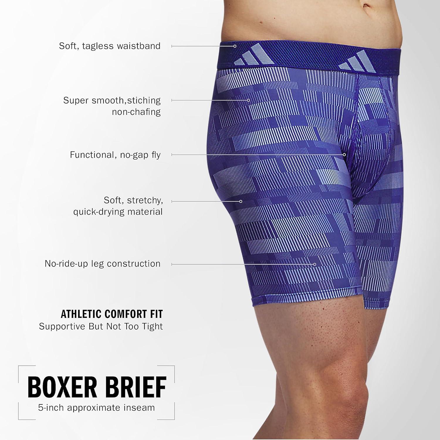 imageadidas mens Performance Boxer Brief Underwear 1packHaste Blue Sparkblue Fusionsemi Lucid BlueSemi Lucid BlueBlue Spark