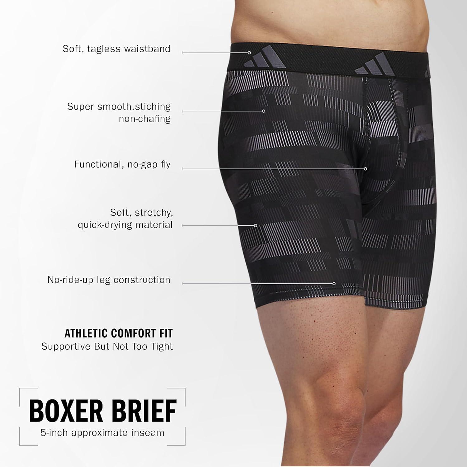 imageadidas mens Performance Boxer Brief Underwear 1packHaste GreycarbonblackOnix GreyBlack