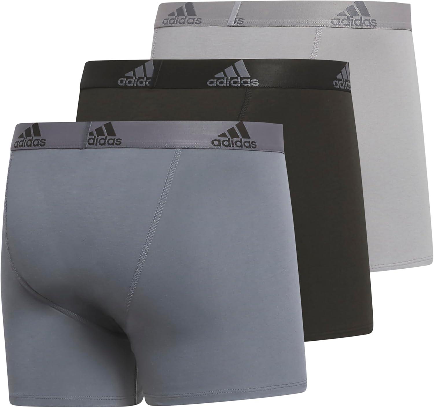 imageadidas mens Performance Stretch Cotton Trunk Underwear 3pack Designed for Active Comfort and All Day WearOnix GreyBlackGrey
