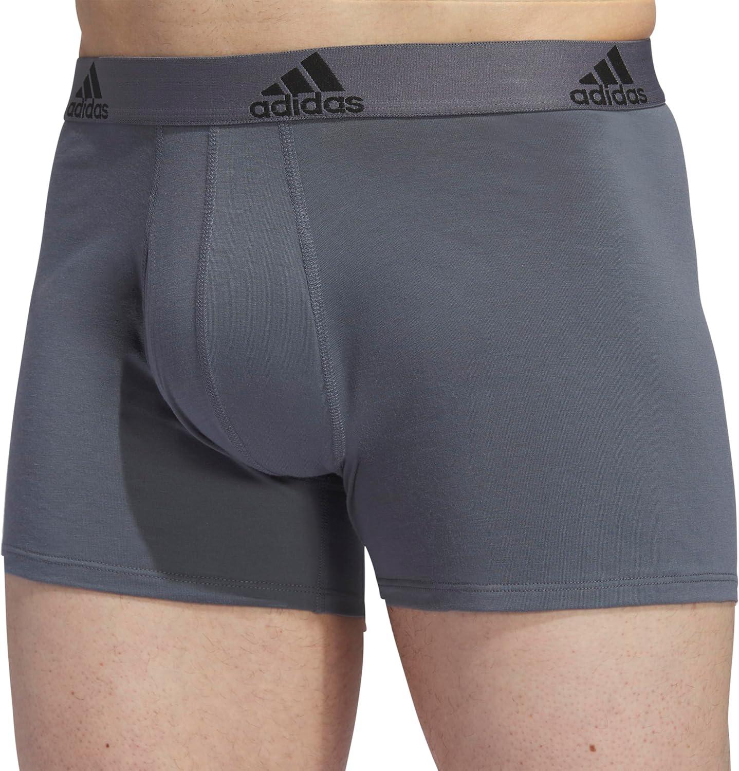 imageadidas mens Performance Stretch Cotton Trunk Underwear 3pack Designed for Active Comfort and All Day WearOnix GreyBlackGrey