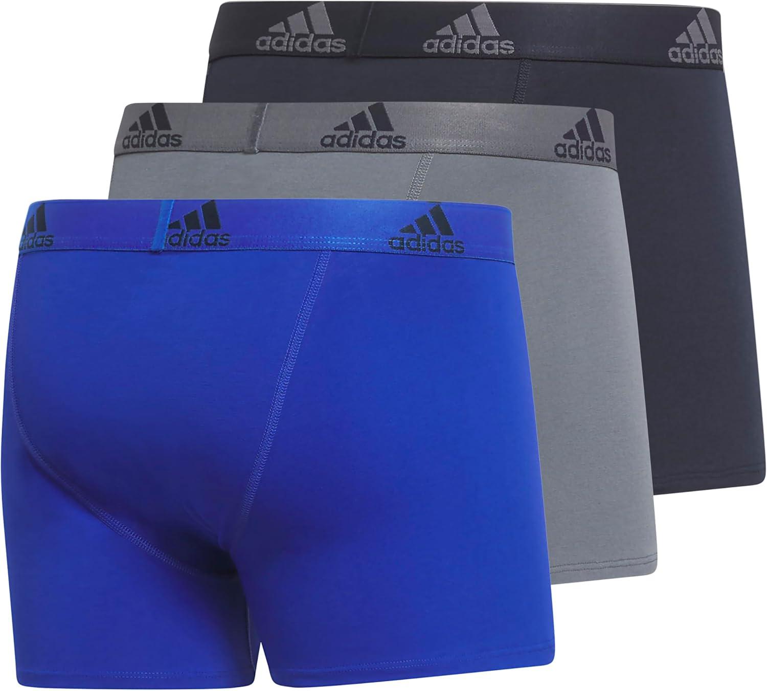imageadidas mens Performance Stretch Cotton Trunk Underwear 3pack Designed for Active Comfort and All Day WearTeam Royal BlueOnix GreyLegend Ink Blue