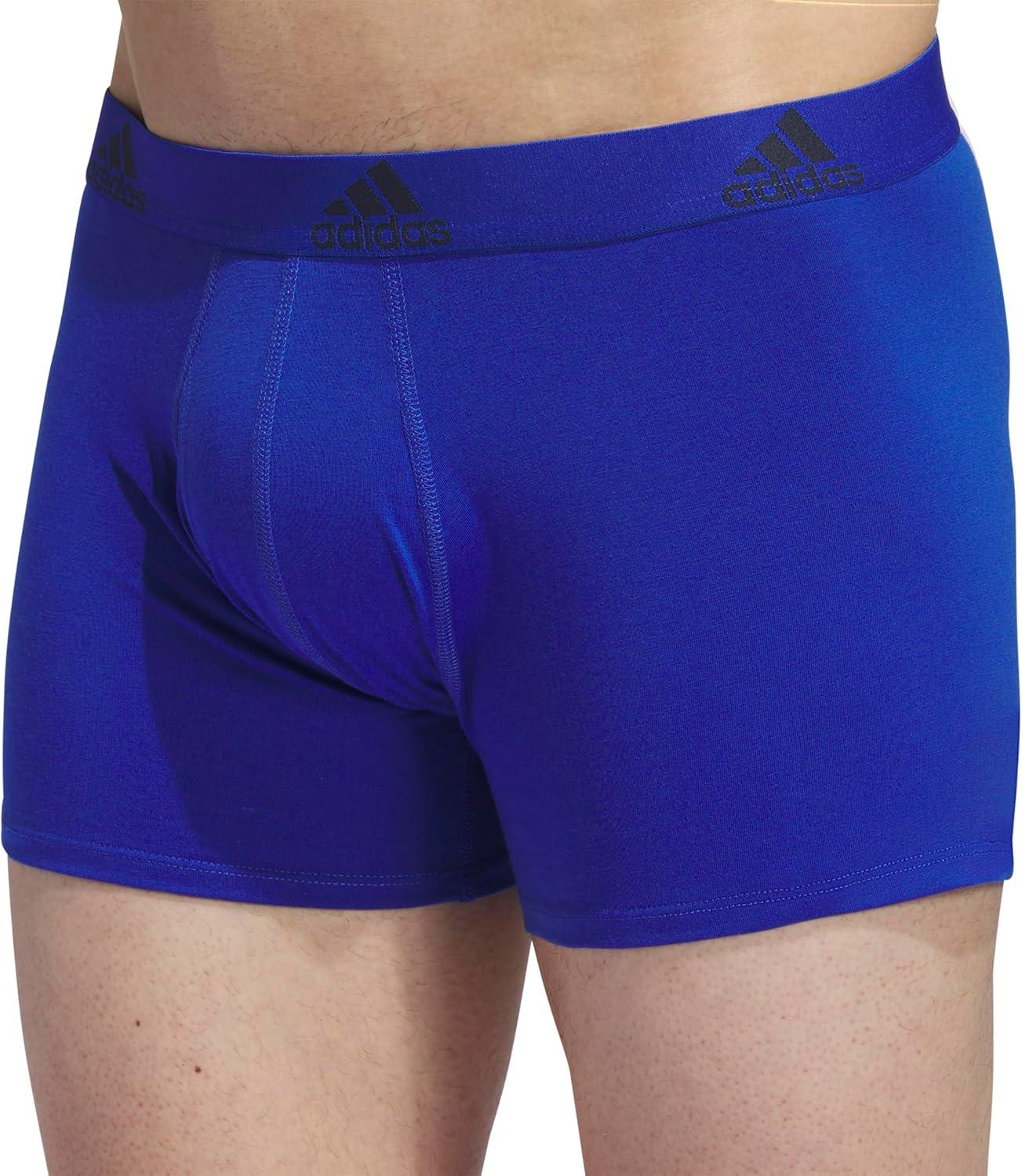 imageadidas mens Performance Stretch Cotton Trunk Underwear 3pack Designed for Active Comfort and All Day WearTeam Royal BlueOnix GreyLegend Ink Blue