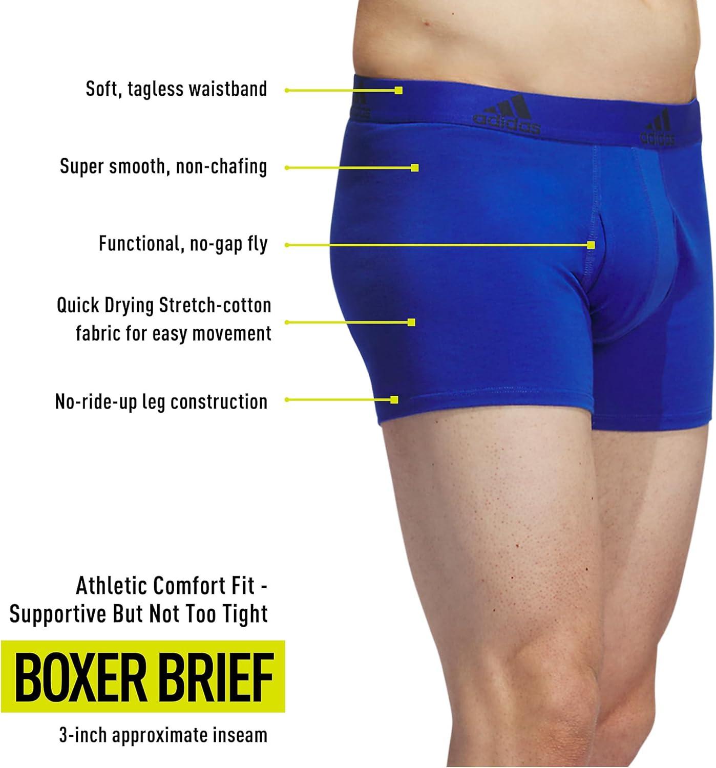 imageadidas mens Performance Stretch Cotton Trunk Underwear 3pack Designed for Active Comfort and All Day WearTeam Royal BlueOnix GreyLegend Ink Blue