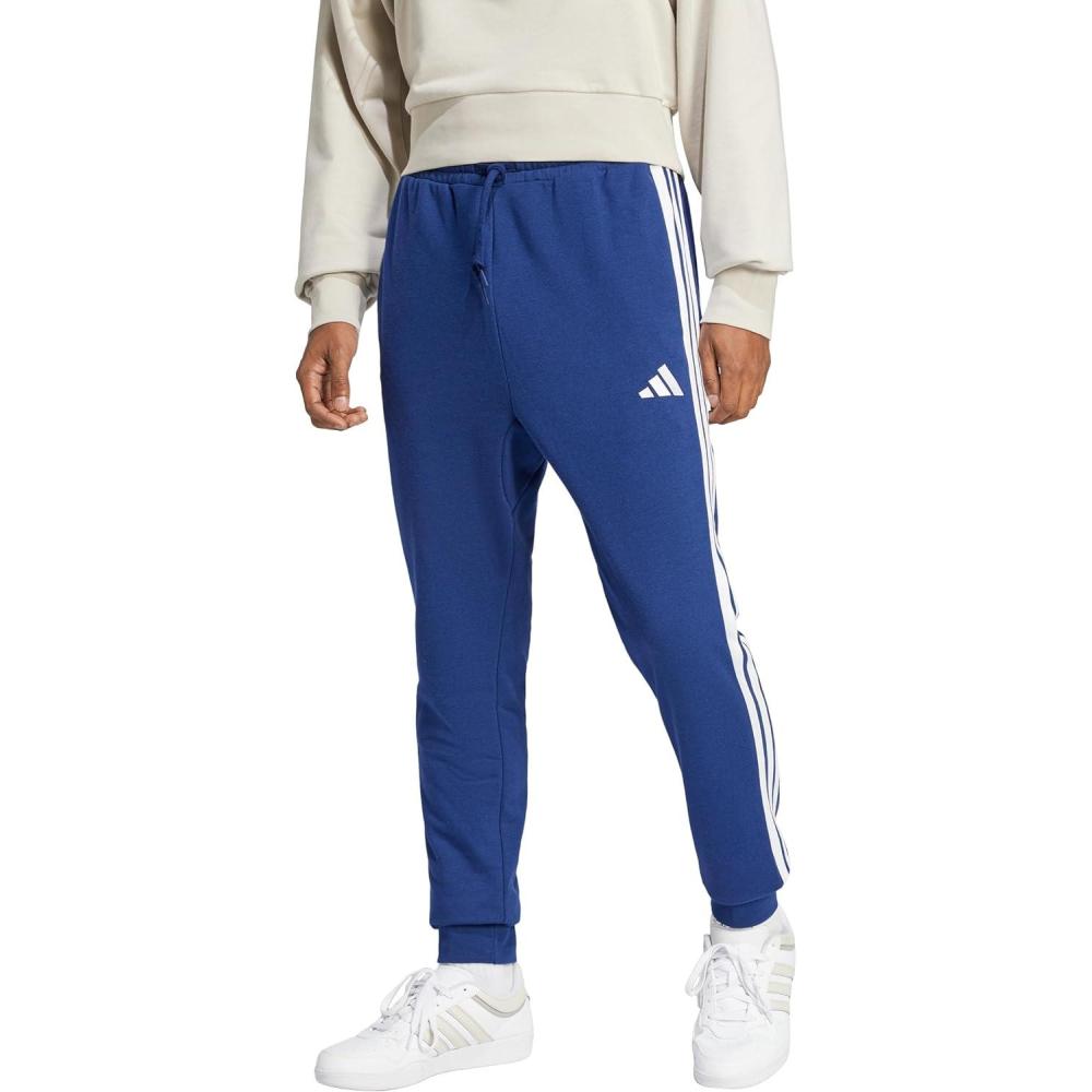 imageAdidas Mens Essentials 3Stripes French Terry PantsDark BlueWhite