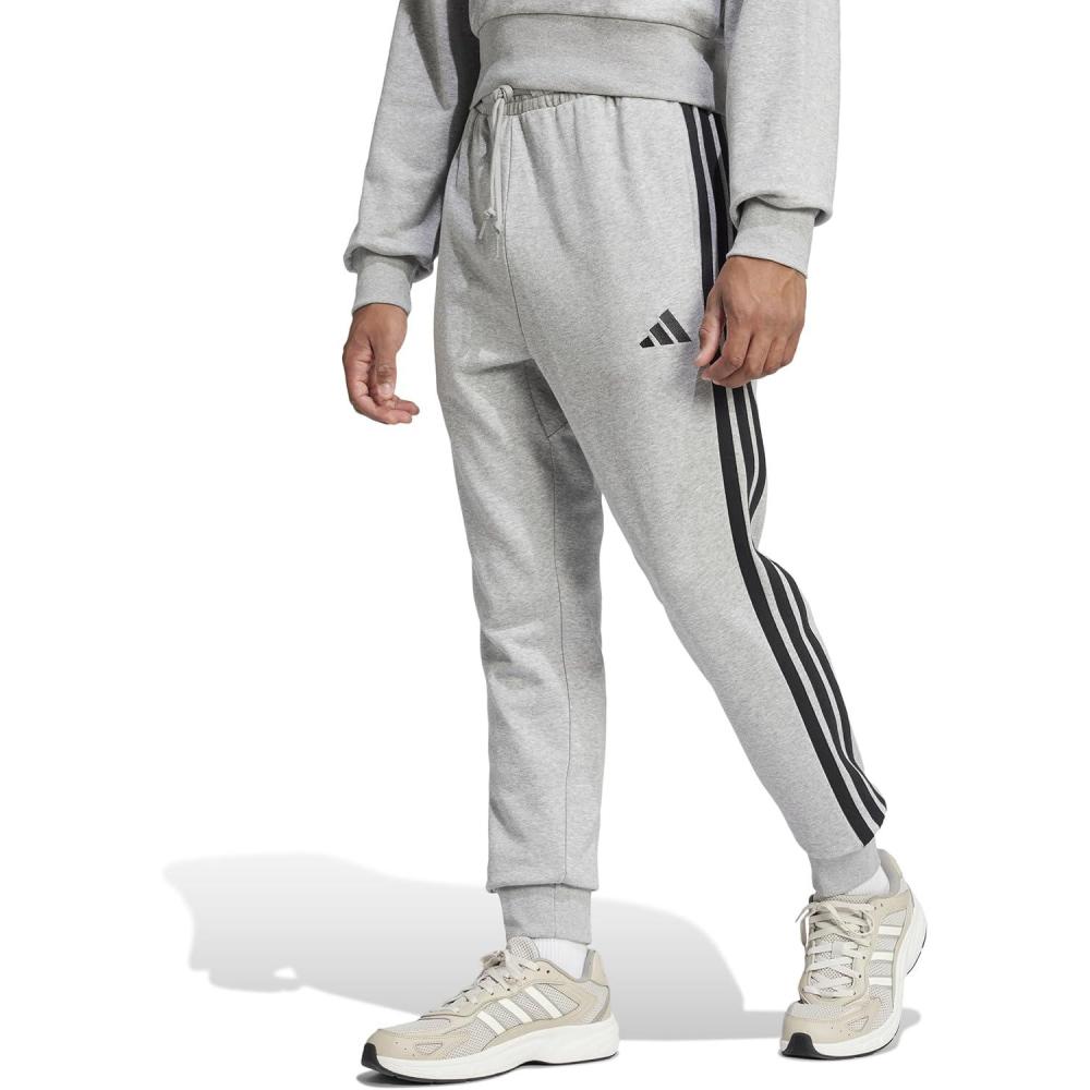 imageAdidas Mens Essentials 3Stripes French Terry PantsMedium Grey HeatherBlack