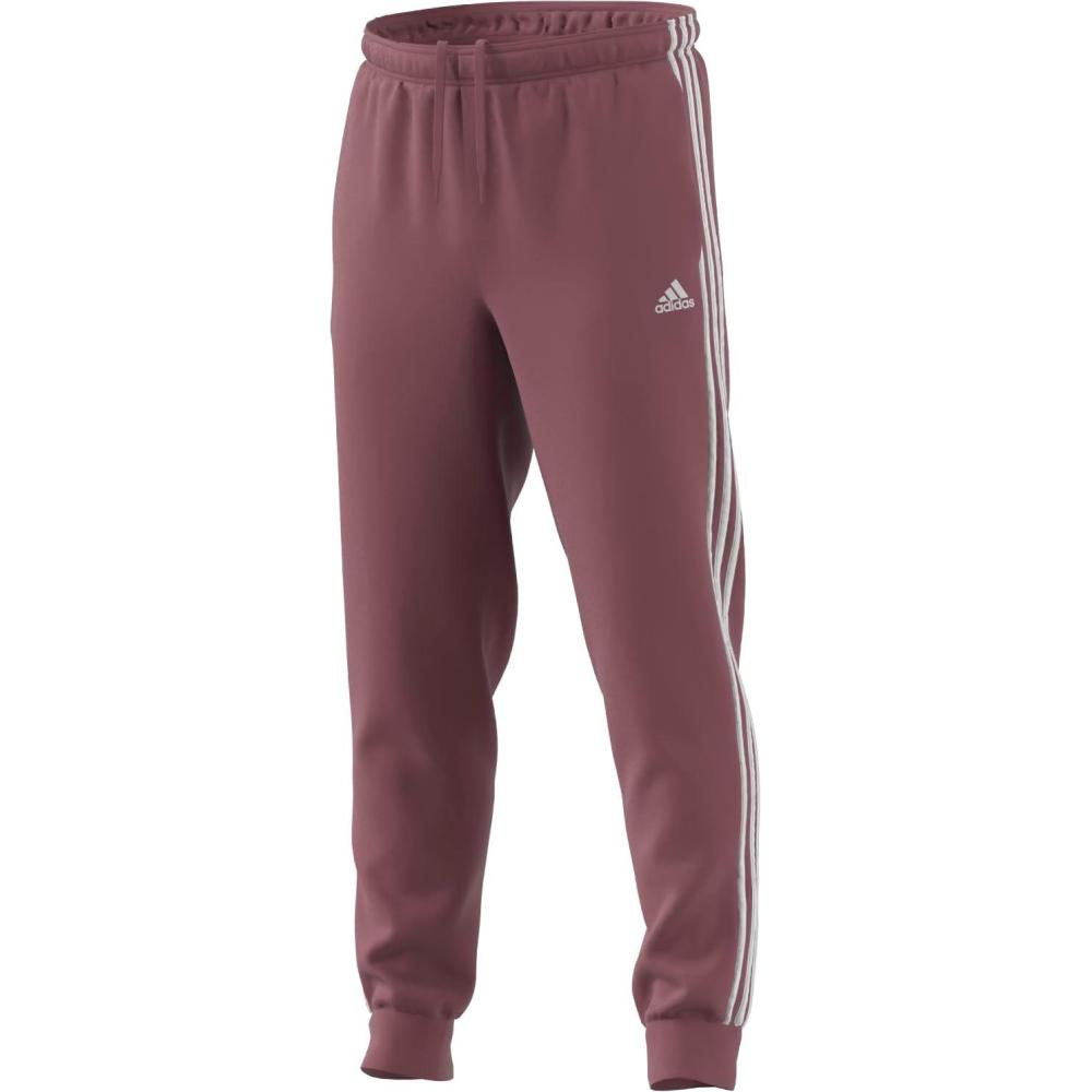 imageAdidas Mens Essentials WarmUp Slim Tapered 3Stripes Tracksuit Bottoms BlackWhite LargePreloved Crimson