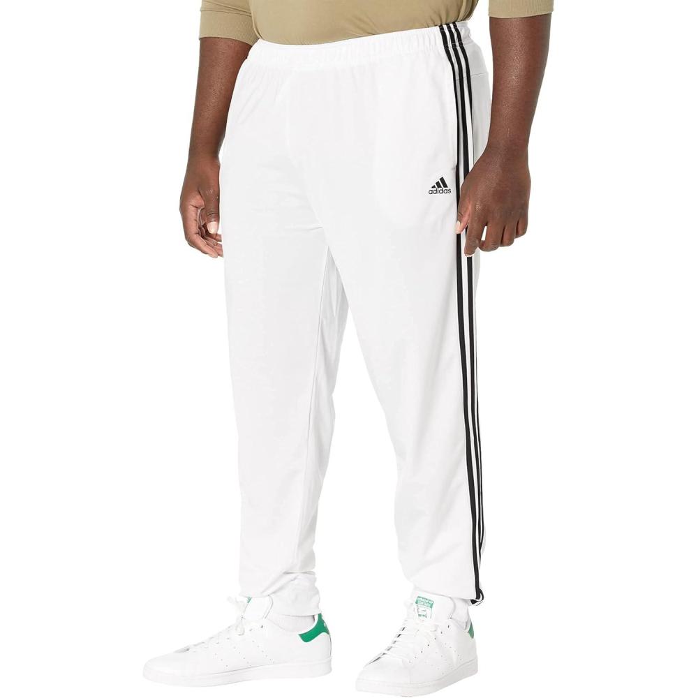 imageAdidas Mens Essentials WarmUp Slim Tapered 3Stripes Tracksuit Bottoms BlackWhite LargeWhiteBlack