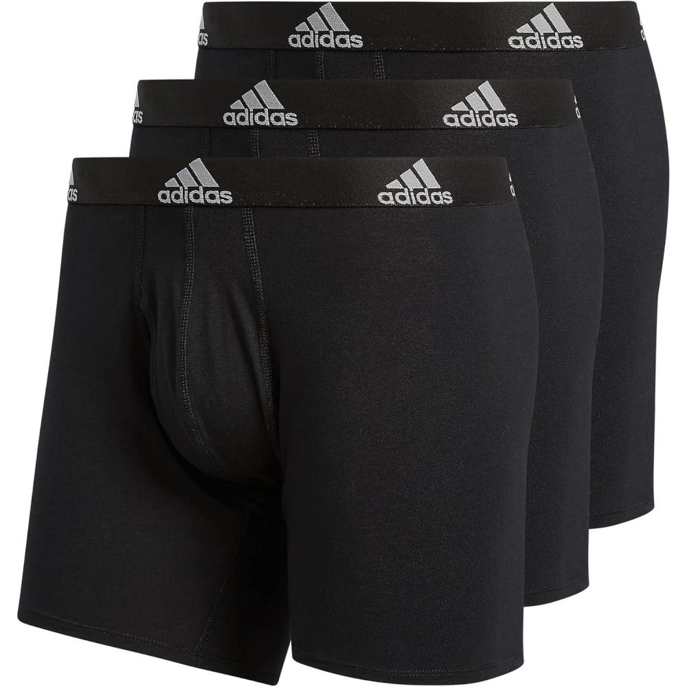 imageadidas Mens Performance Stretch Cotton Boxer Briefs Mens Underwear Boxer Brief Soft Stretch Superior Comfort 3PackBlackLight Onix Grey