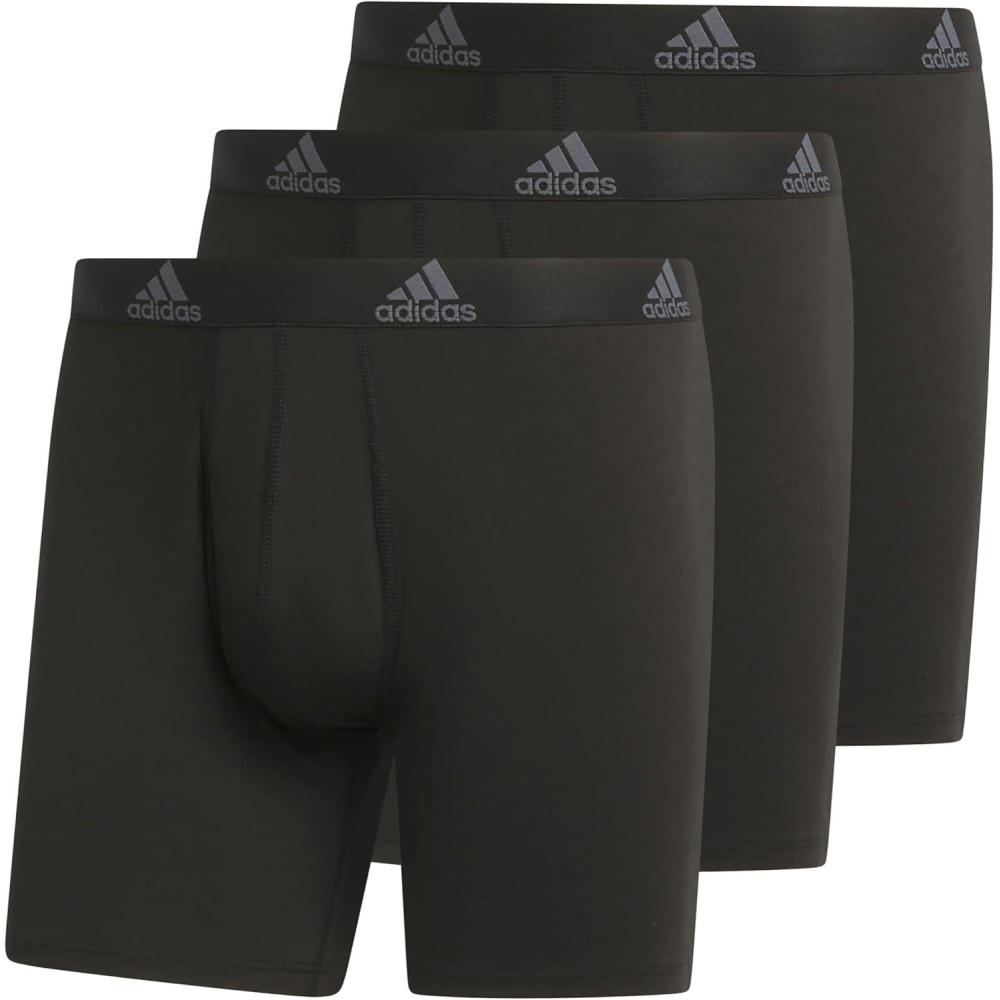 imageadidas Mens Performance Stretch Cotton Boxer Briefs Mens Underwear Boxer Brief Soft Stretch Superior Comfort 3PackBlackOnix Grey