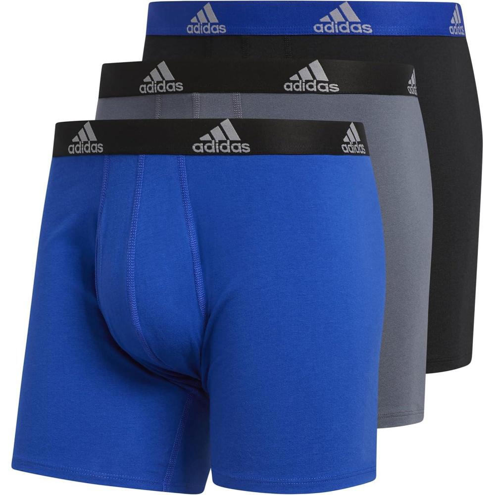 imageadidas Mens Performance Stretch Cotton Boxer Briefs Mens Underwear Boxer Brief Soft Stretch Superior Comfort 3PackBlue