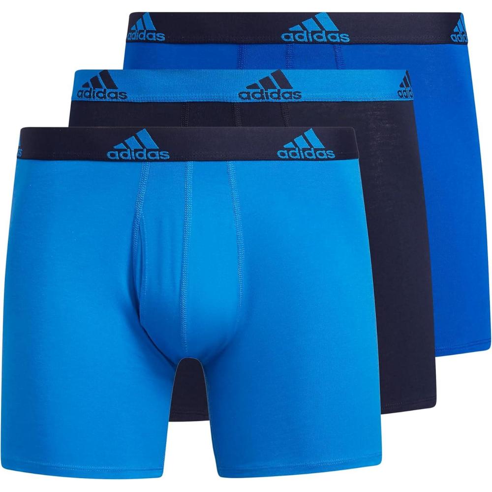 imageadidas Mens Performance Stretch Cotton Boxer Briefs Mens Underwear Boxer Brief Soft Stretch Superior Comfort 3PackBlue RushLegend Ink BlueTeam Royal Blue