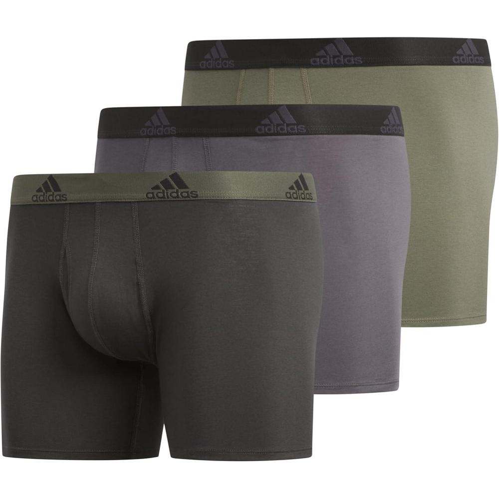 imageadidas Mens Performance Stretch Cotton Boxer Briefs Mens Underwear Boxer Brief Soft Stretch Superior Comfort 3PackLegacy GreenLegend Earth Grey FiveLegend Earth Legend EarthLegacy G