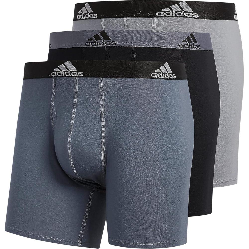imageadidas Mens Stretch Cotton Boxer Brief Underwear 3Pack 2020Onix GreyBlackGrey