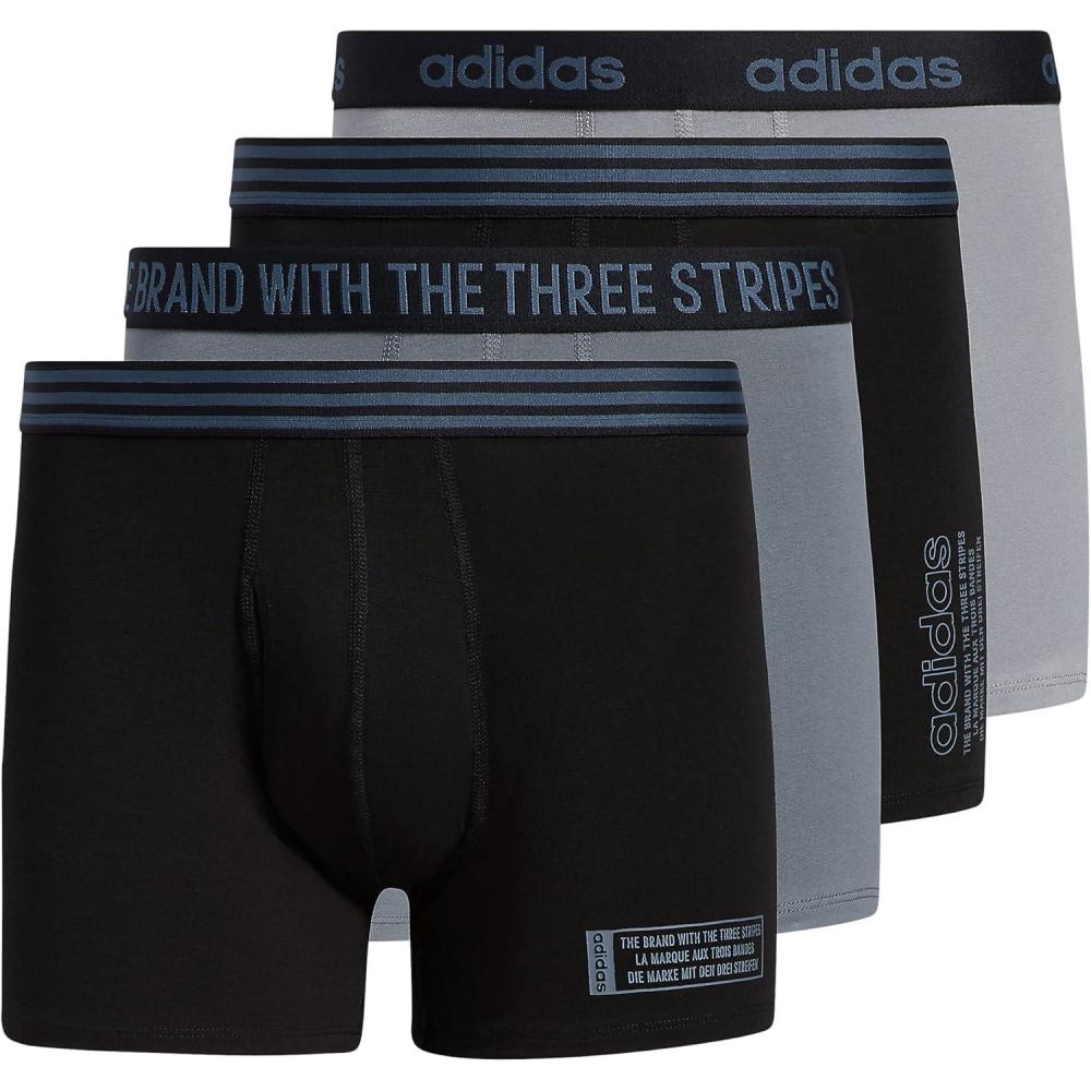imageadidas mens Core Stretch Cotton Trunks Underwear 4packBlackOnix GreyGrey