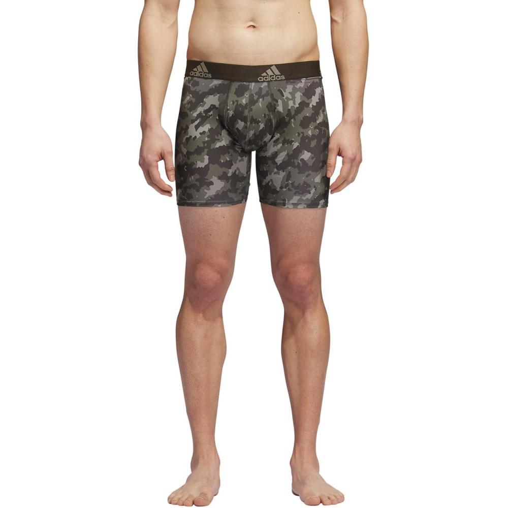 imageadidas mens Performance Boxer Brief Underwear 1packElements Camo Olive Stratashadow OliveShadow Olive GreenSilver Pebble Grey