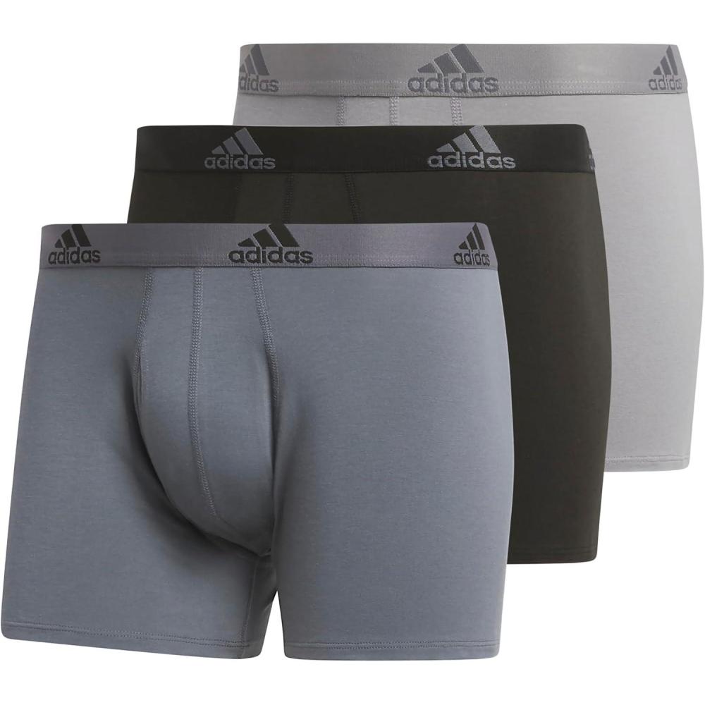 imageadidas mens Performance Stretch Cotton Trunk Underwear 3pack Designed for Active Comfort and All Day WearOnix GreyBlackGrey