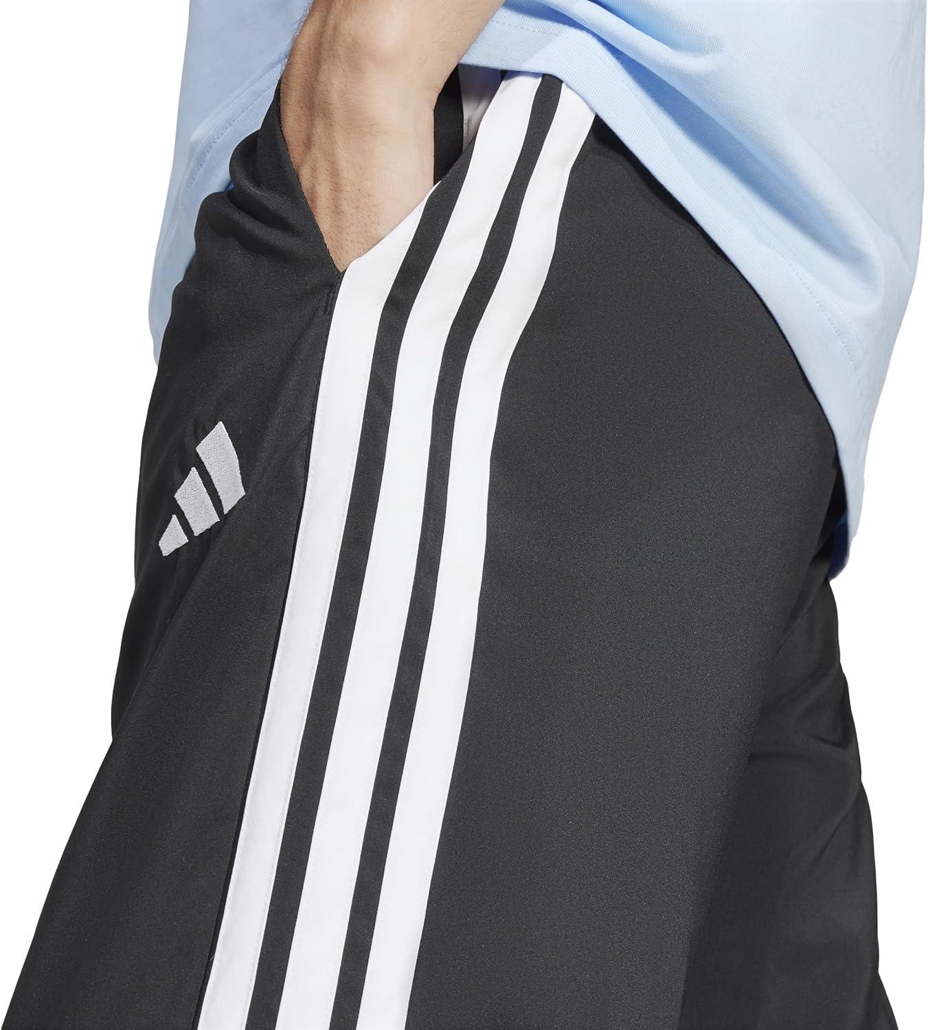 imageAdidas Mens Essentials 3Stripes Woven PantsBlackWhite
