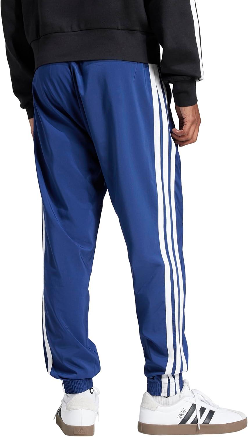 imageAdidas Mens Essentials 3Stripes Woven PantsDark BlueWhite