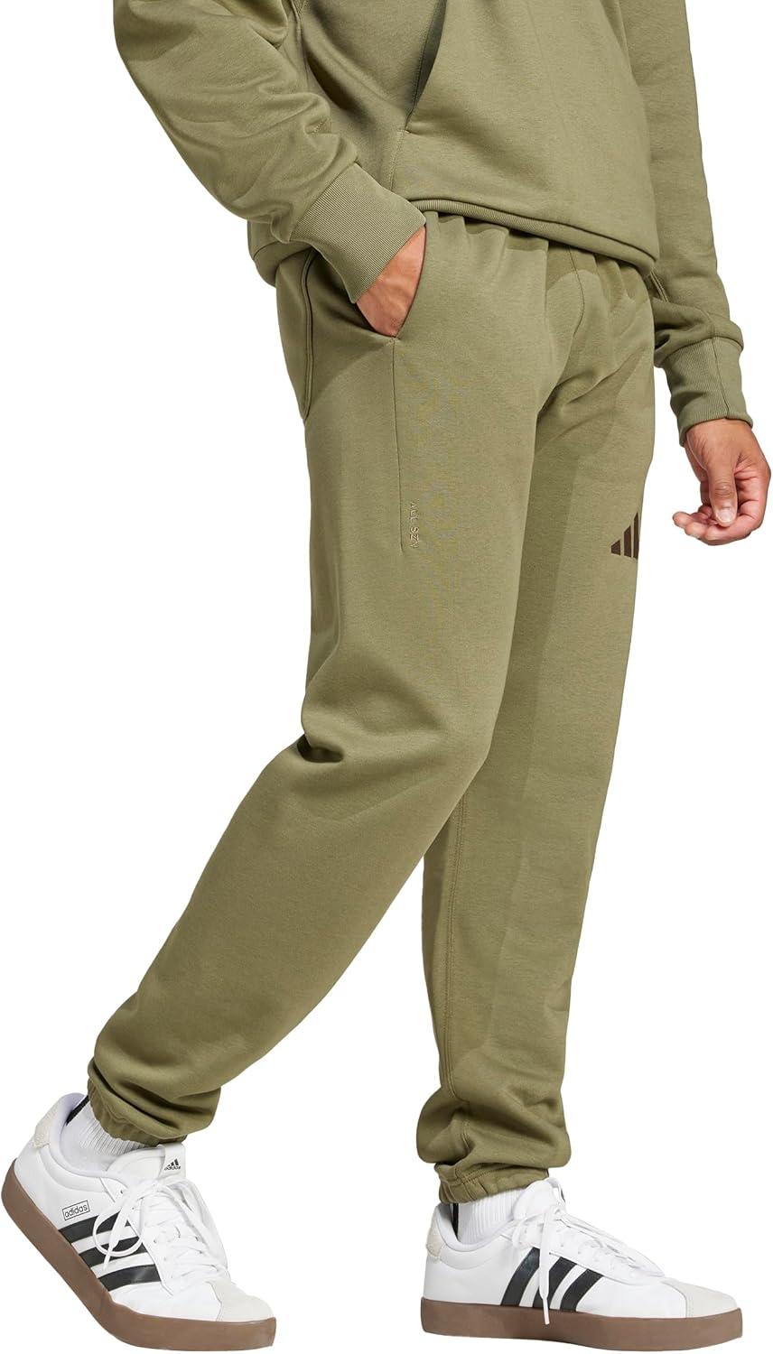 imageadidas Mens All Szn Fleece Regular Tapered PantsOlive Strata