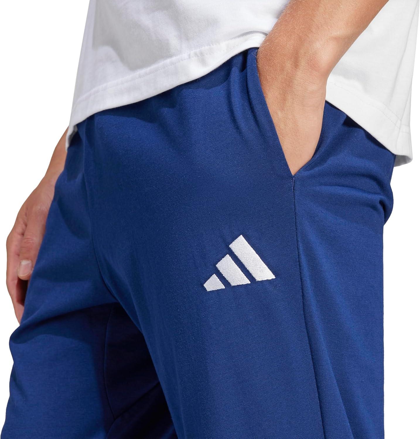 imageadidas Mens Essentials Feel Cozy French Terry Cargo ShortsDark BlueWhite