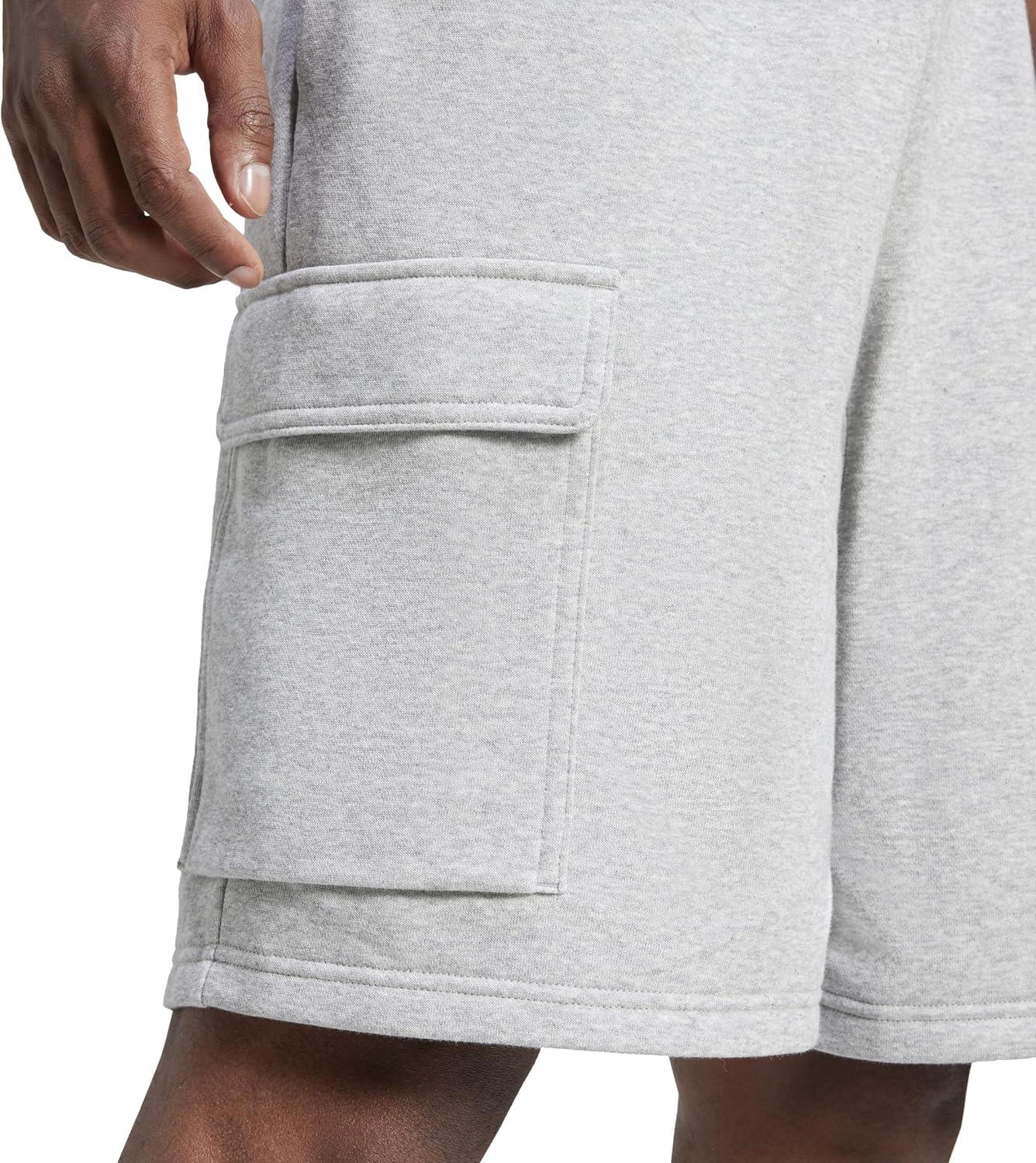 imageadidas Mens Essentials Feel Cozy French Terry Cargo ShortsMedium Grey HeatherBlack