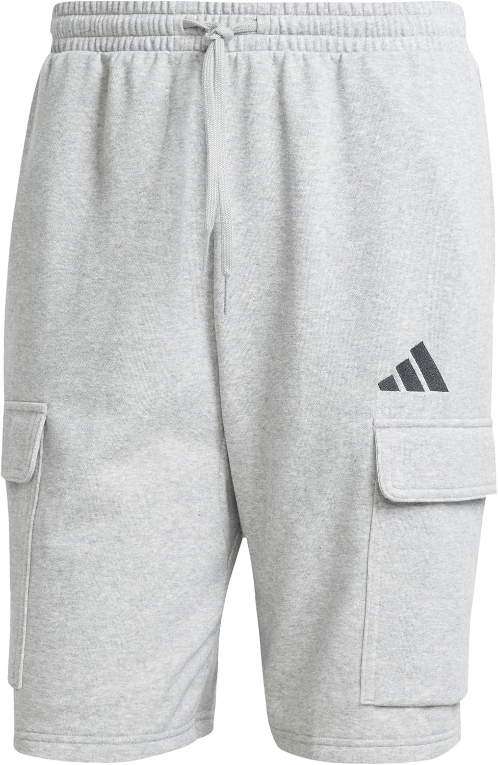 imageadidas Mens Essentials Feel Cozy French Terry Cargo ShortsMedium Grey HeatherBlack