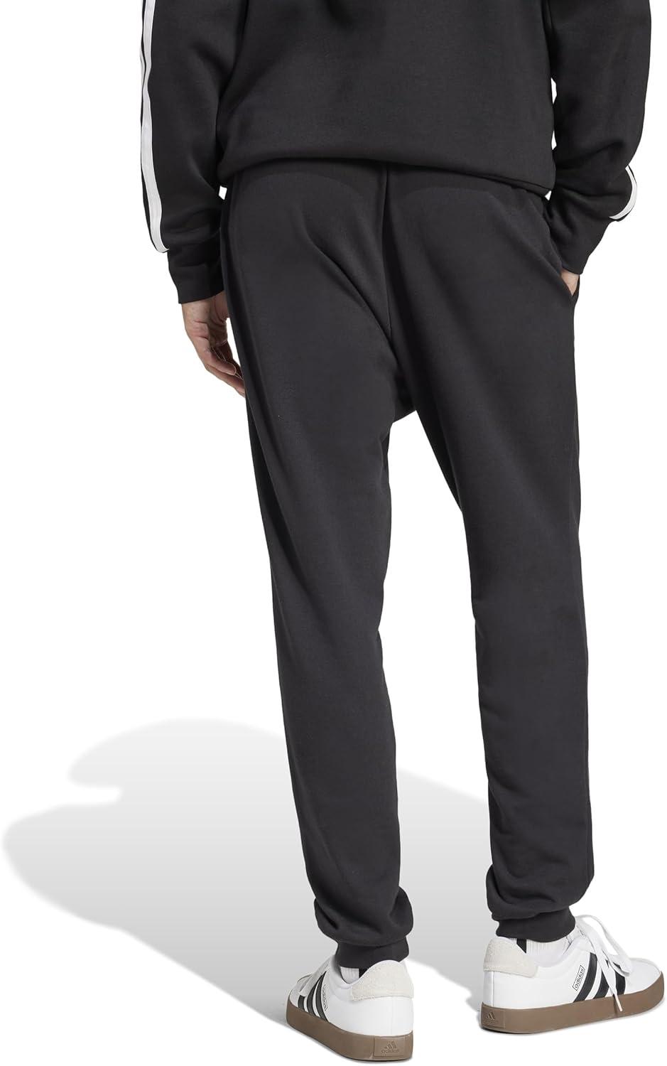 imageadidas Mens Essentials Feel Cozy French Terry PantsBlackWhite