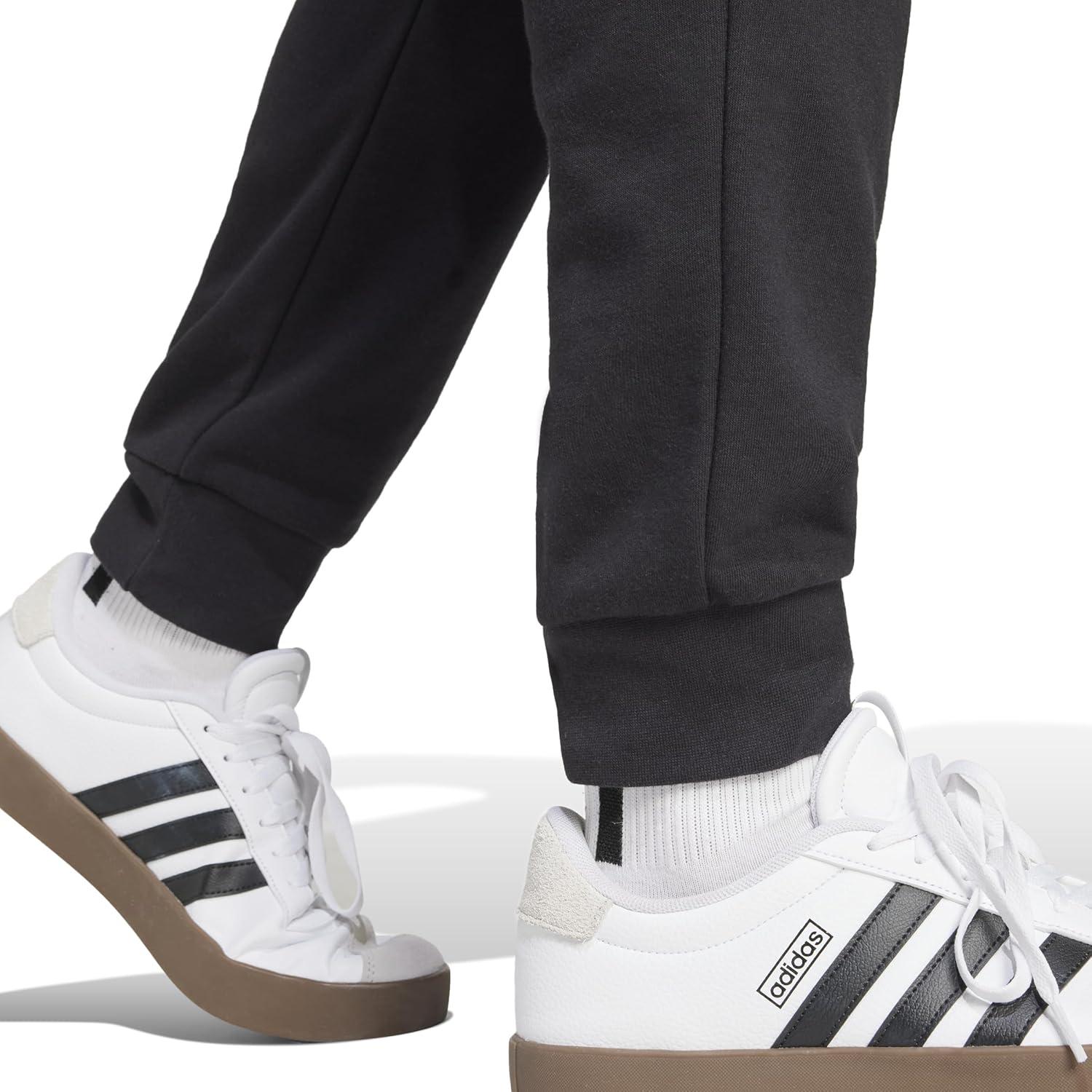 imageadidas Mens Essentials Feel Cozy French Terry PantsBlackWhite
