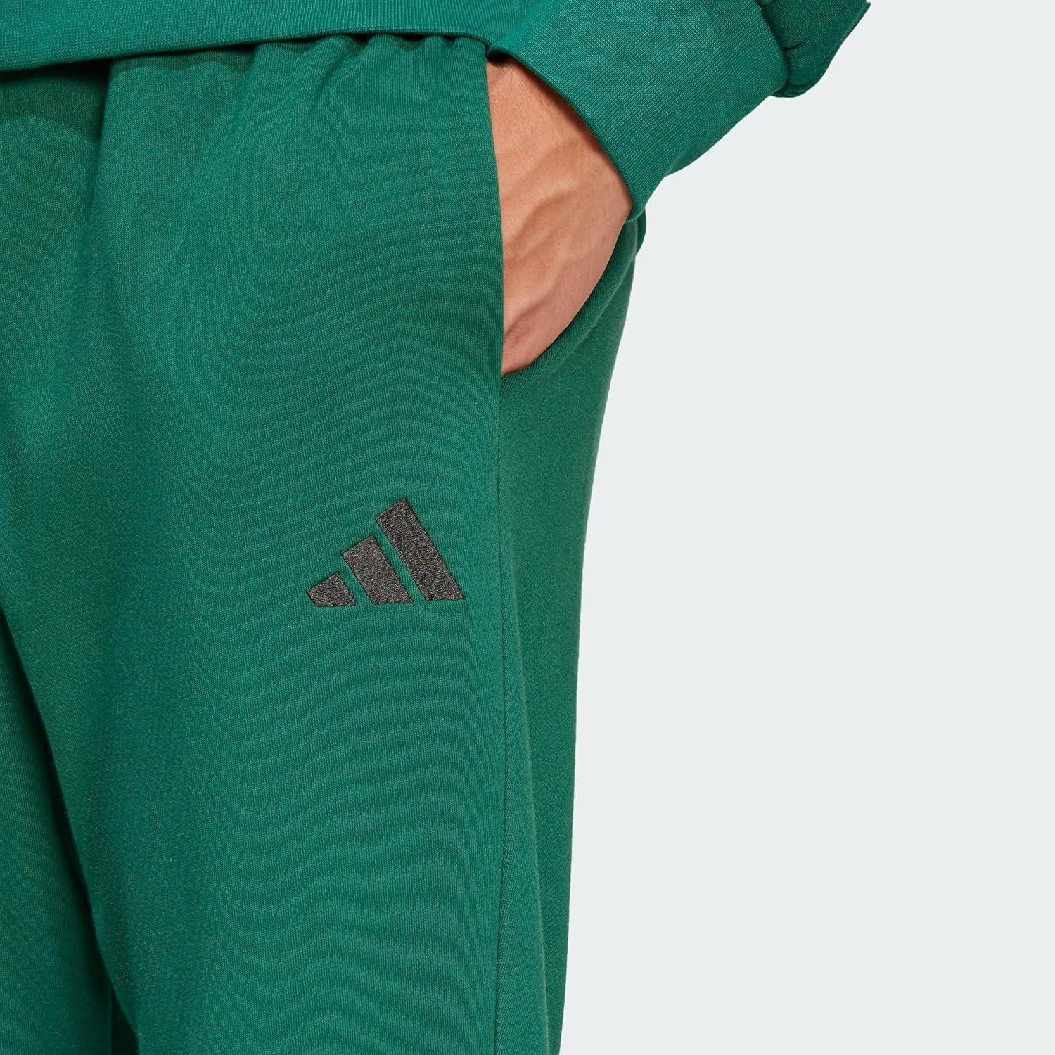 imageadidas Mens Essentials Feel Cozy French Terry PantsCollegiate Green Black
