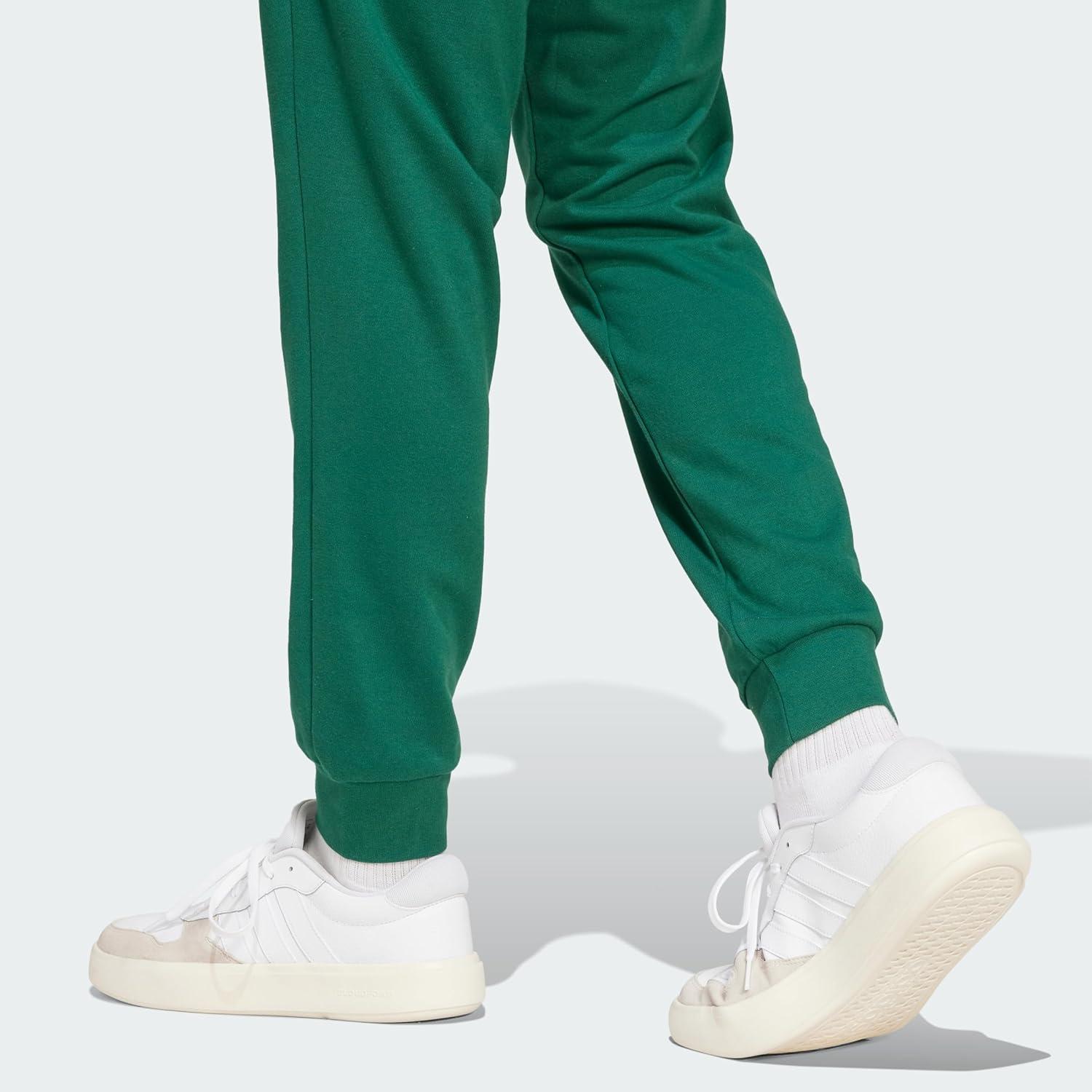 imageadidas Mens Essentials Feel Cozy French Terry PantsCollegiate Green Black