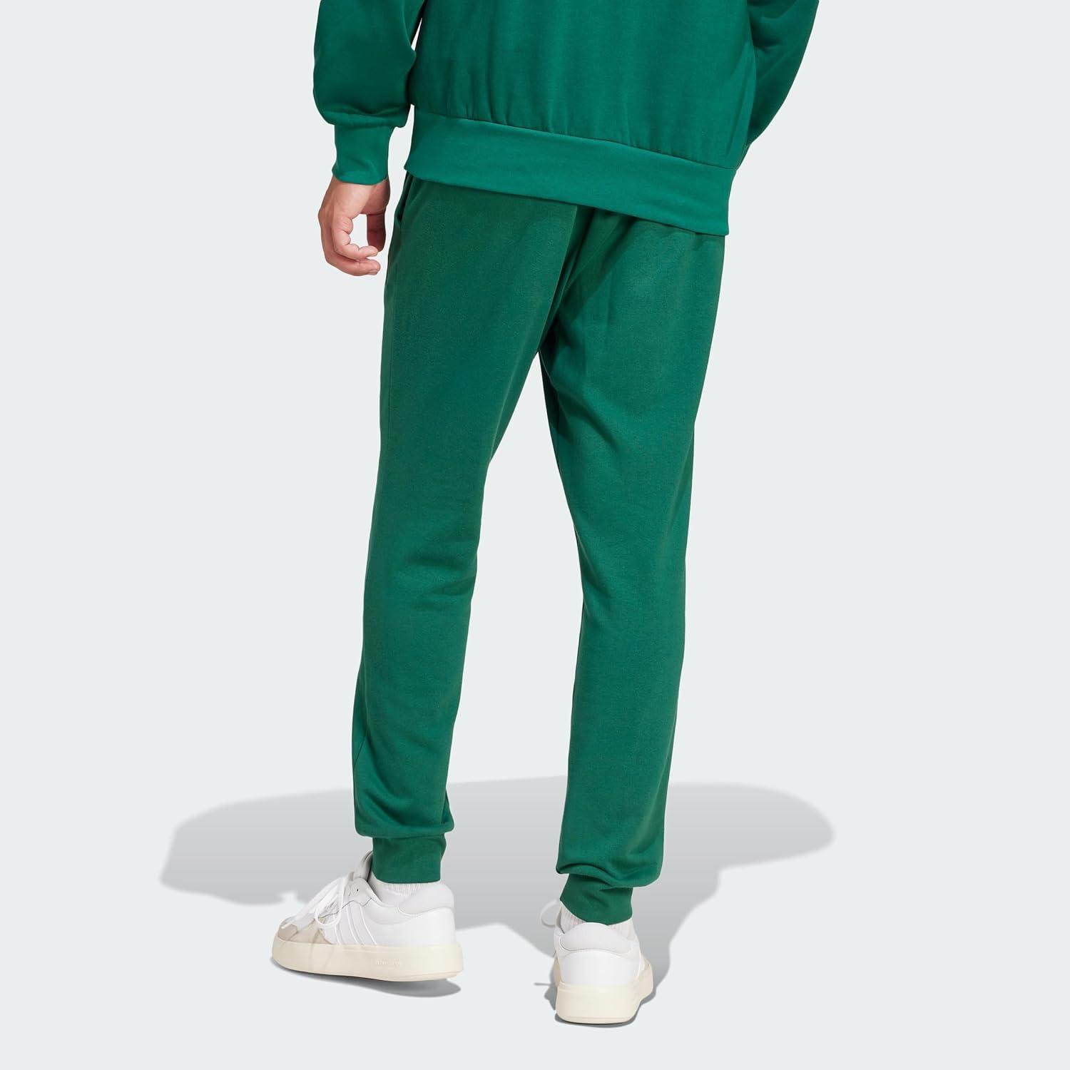 imageadidas Mens Essentials Feel Cozy French Terry PantsCollegiate Green Black