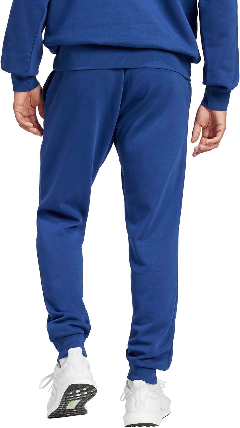 imageadidas Mens Essentials Feel Cozy French Terry PantsDark BlueWhite