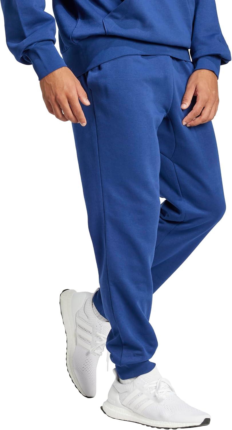 imageadidas Mens Essentials Feel Cozy French Terry PantsDark BlueWhite