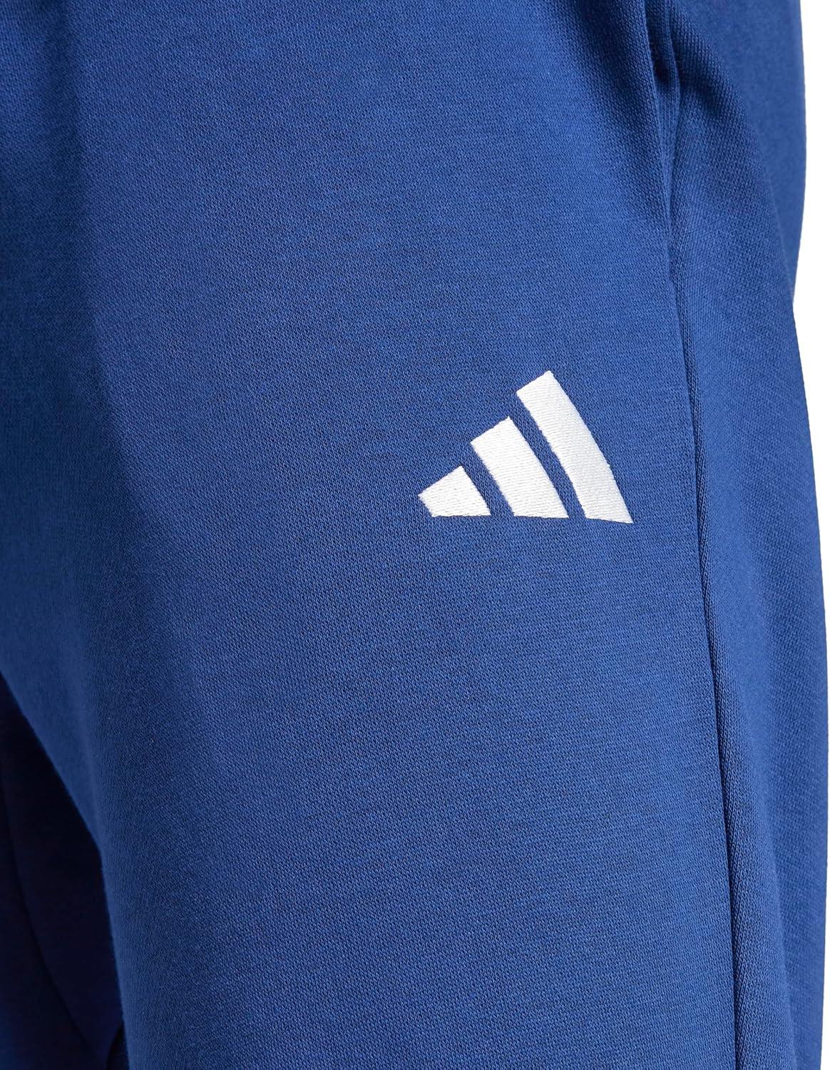 imageadidas Mens Essentials Feel Cozy French Terry PantsDark BlueWhite