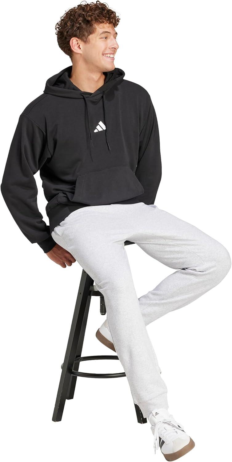 imageadidas Mens Essentials Feel Cozy French Terry PantsLight Grey HeatherBlack