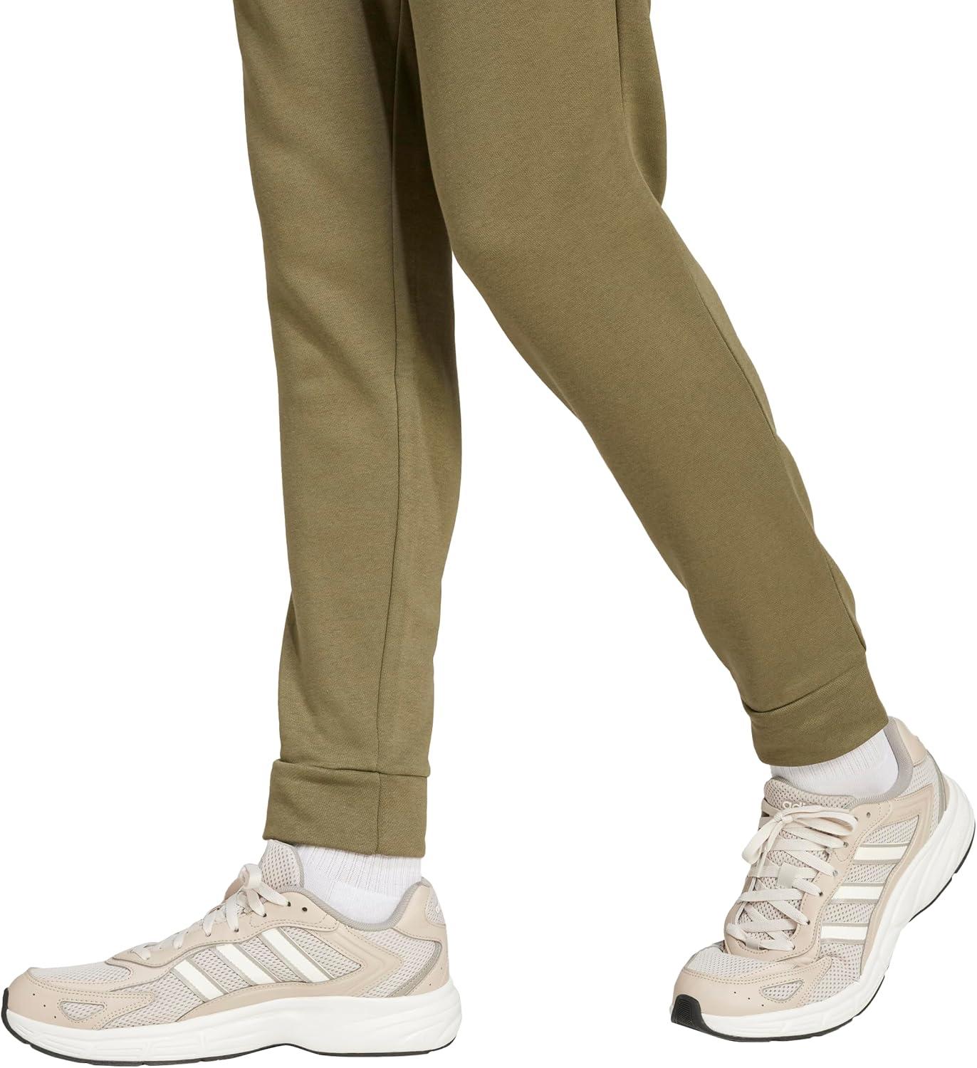 imageadidas Mens Essentials Feel Cozy French Terry PantsOlive StrataBlack