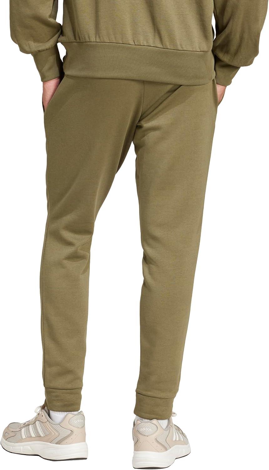 imageadidas Mens Essentials Feel Cozy French Terry PantsOlive StrataBlack