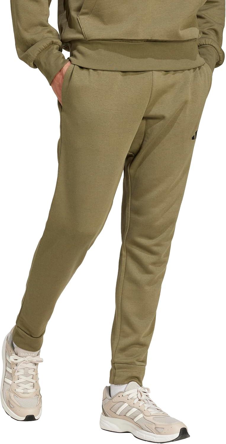 imageadidas Mens Essentials Feel Cozy French Terry PantsOlive StrataBlack
