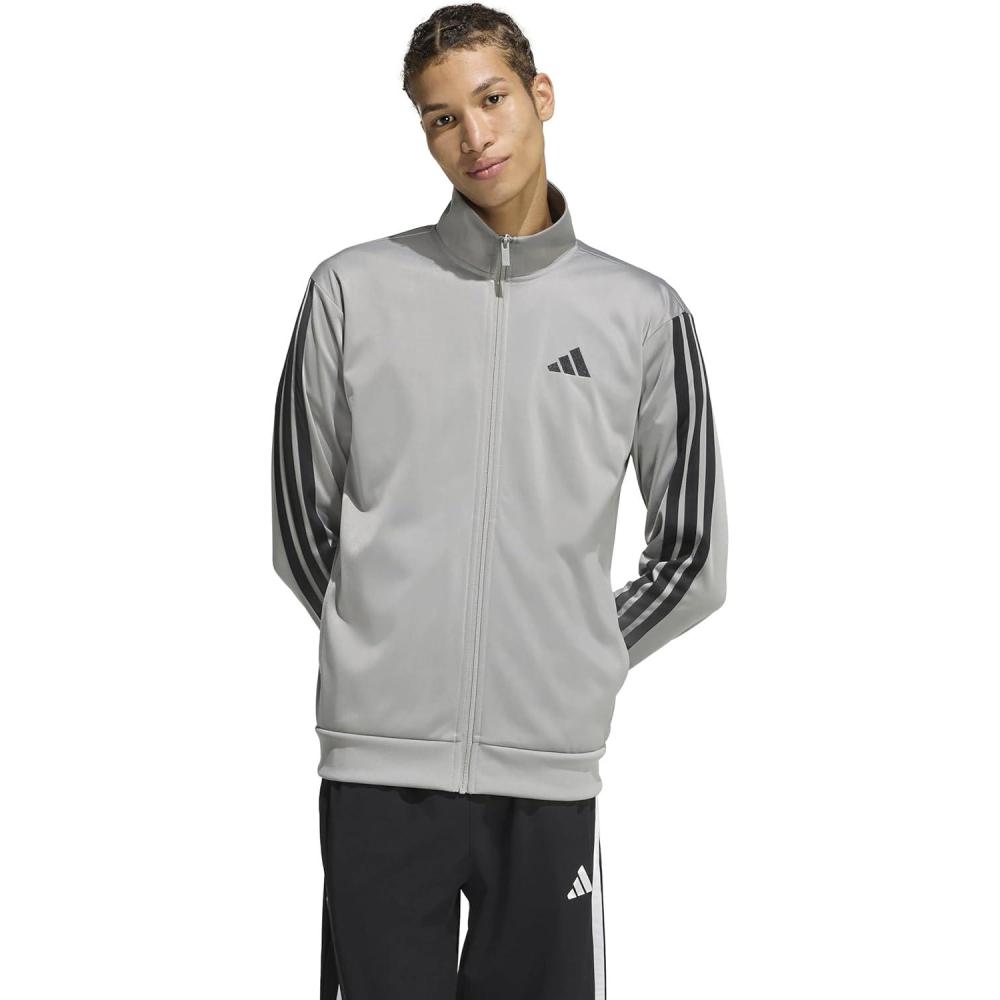 imageadidas Mens 3Stripes Tricot Track TopCh Solid Grey