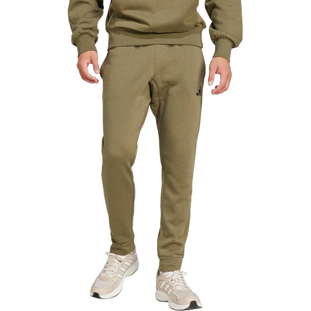 imageadidas Mens Essentials Feel Cozy French Terry PantsOlive StrataBlack