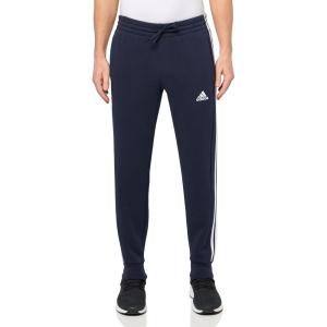 adidas Men’s Essentials 3-Stripes Fleece Tapered Cuff Pants(Better Scarlet/White)