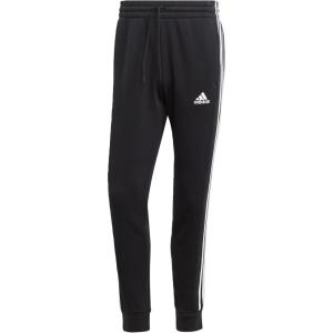 adidas Men’s Essentials 3-Stripes Fleece Tapered Cuff Pants(Black/White)