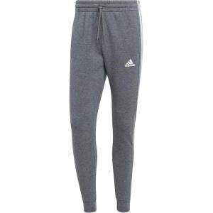 adidas Men’s Essentials 3-Stripes Fleece Tapered Cuff Pants(Dark Grey Heather)