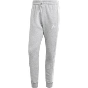 adidas Men’s Essentials 3-Stripes Fleece Tapered Cuff Pants(Medium Grey Heather)