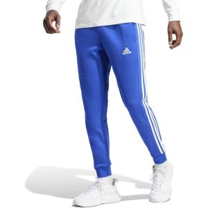 adidas Men’s Essentials 3-Stripes Fleece Tapered Cuff Pants(Semi Lucid Blue)