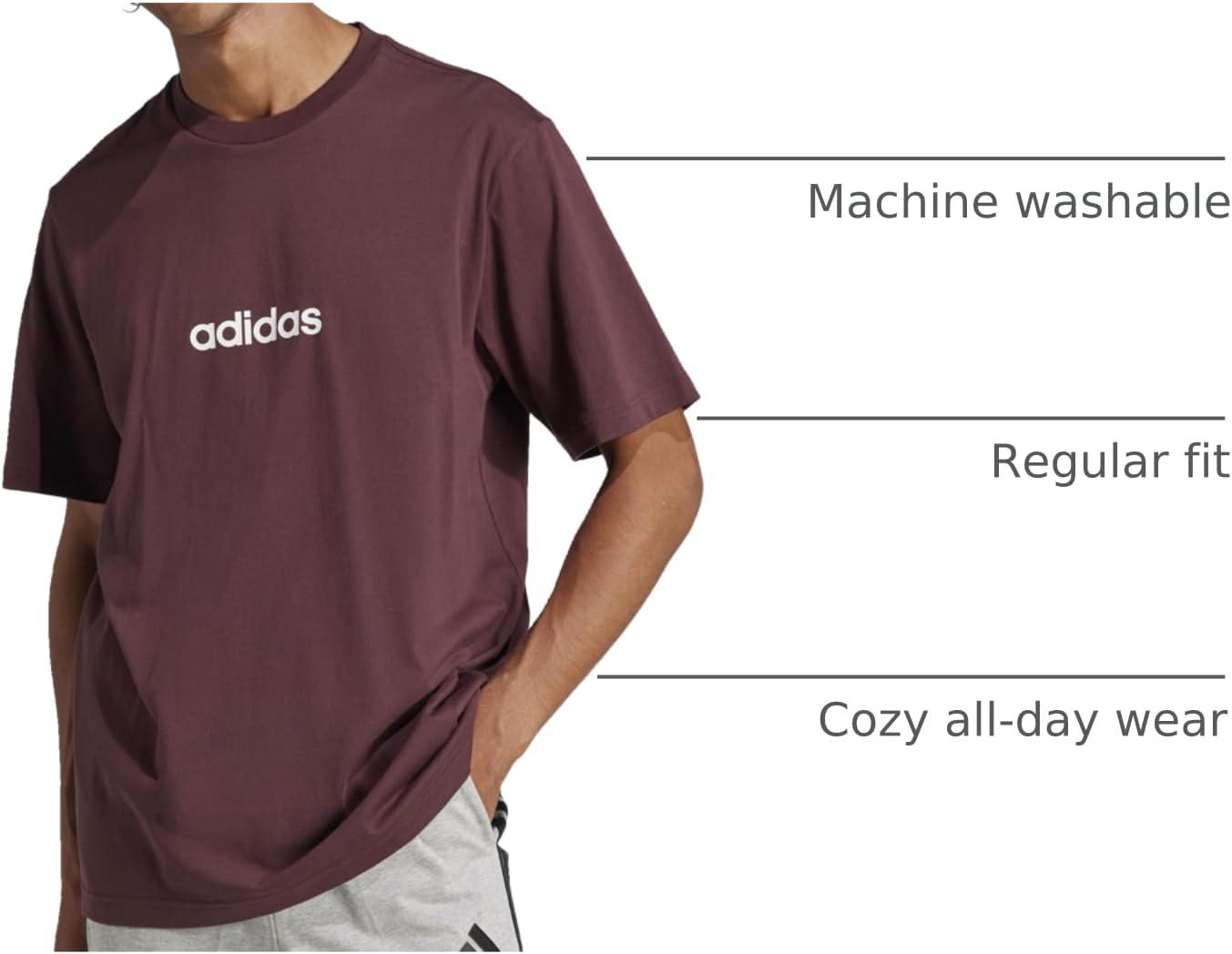 imageAdidas Mens Essentials Linear Single Jersey TShirtAurora RubyWhite