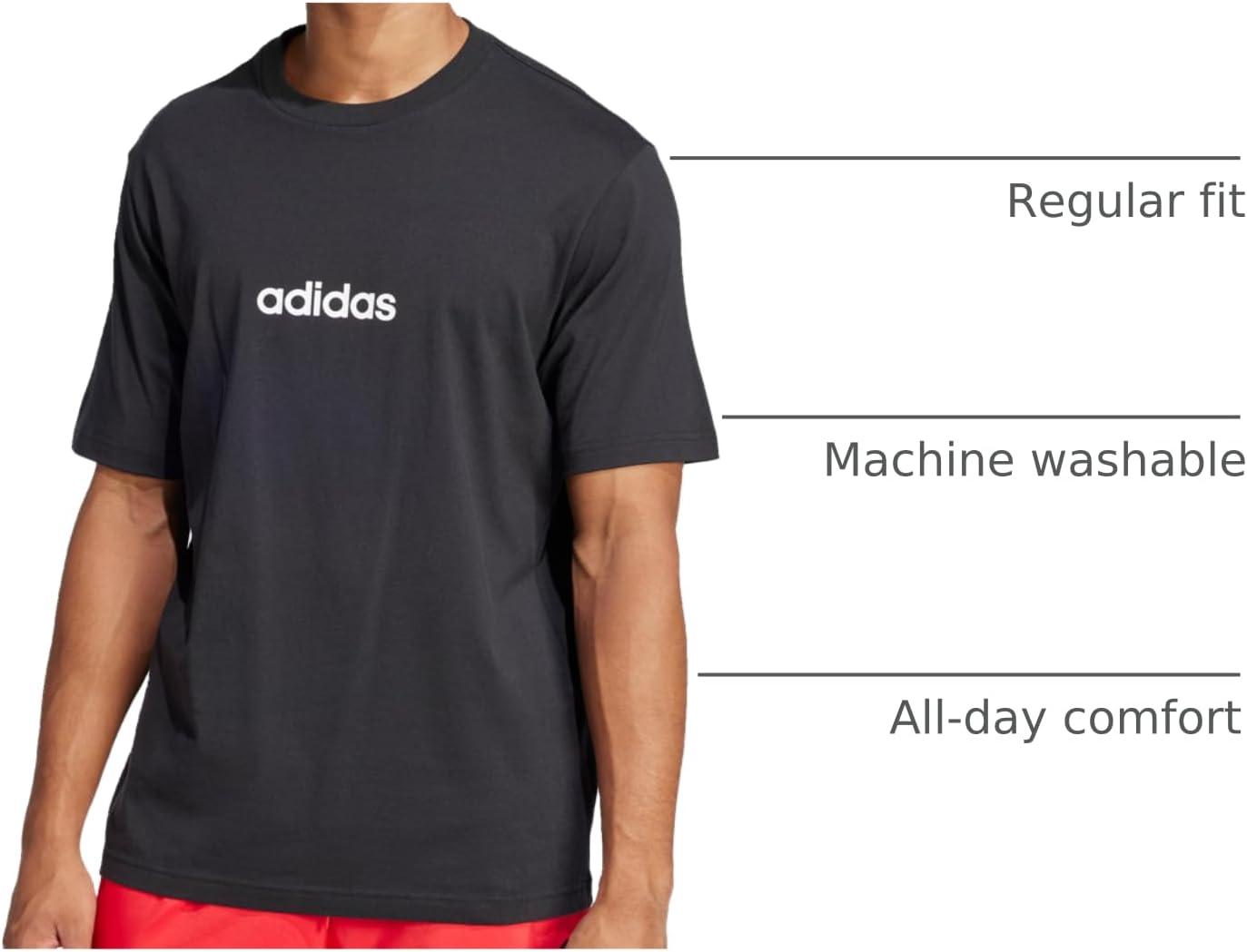 imageAdidas Mens Essentials Linear Single Jersey TShirtBlackWhite